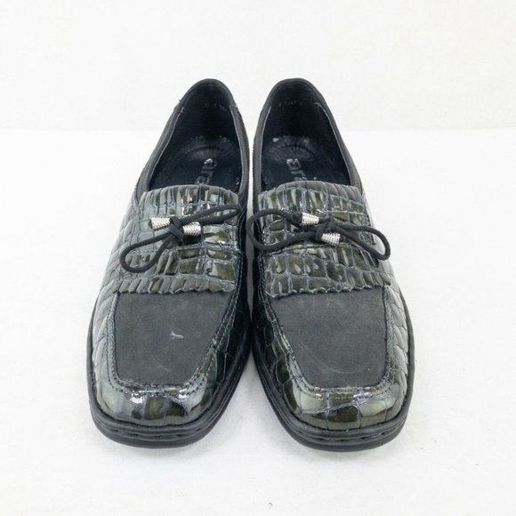 ara Rachel Womens Loafer Green Size 7.5 Croco Print Patent Leather Tassel Wedge - Picture 3 of 9